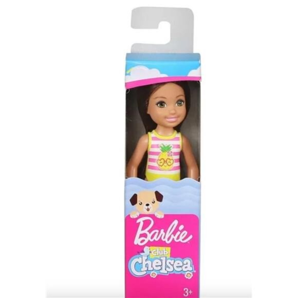 Barbie Doll Club Chelsea Brunette with Swim Suit Beach Mattel Gift for Girls - Picture 1 of 5